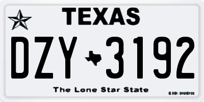 TX license plate DZY3192