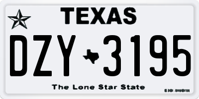 TX license plate DZY3195