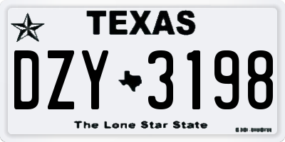 TX license plate DZY3198