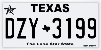 TX license plate DZY3199