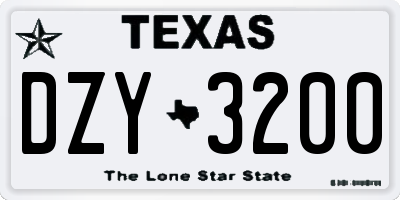 TX license plate DZY3200