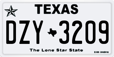 TX license plate DZY3209