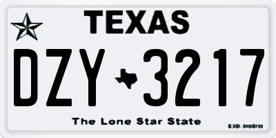 TX license plate DZY3217