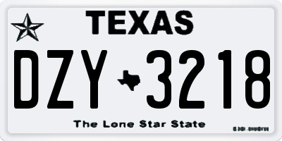 TX license plate DZY3218