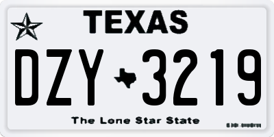 TX license plate DZY3219