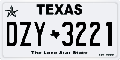 TX license plate DZY3221