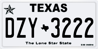 TX license plate DZY3222