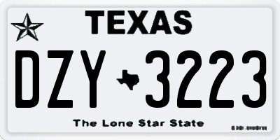TX license plate DZY3223