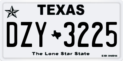 TX license plate DZY3225