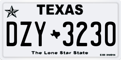 TX license plate DZY3230