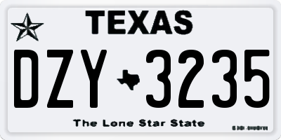 TX license plate DZY3235