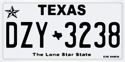 TX license plate DZY3238