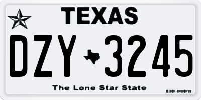 TX license plate DZY3245