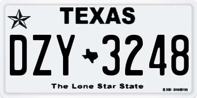 TX license plate DZY3248