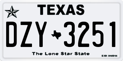 TX license plate DZY3251