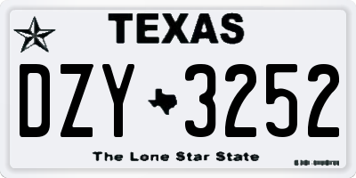 TX license plate DZY3252