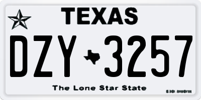 TX license plate DZY3257