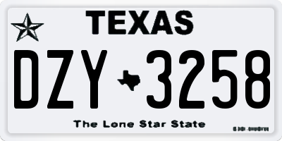 TX license plate DZY3258