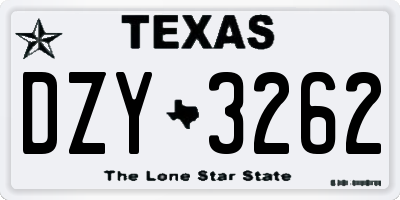 TX license plate DZY3262