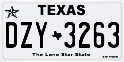TX license plate DZY3263
