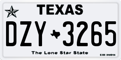 TX license plate DZY3265