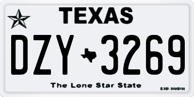 TX license plate DZY3269