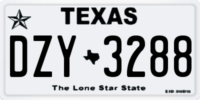 TX license plate DZY3288