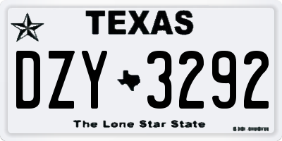 TX license plate DZY3292