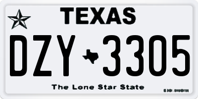 TX license plate DZY3305