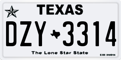 TX license plate DZY3314