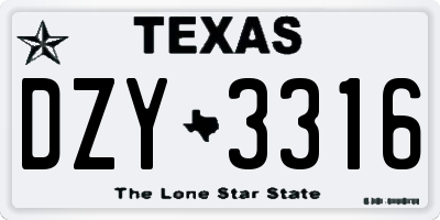 TX license plate DZY3316