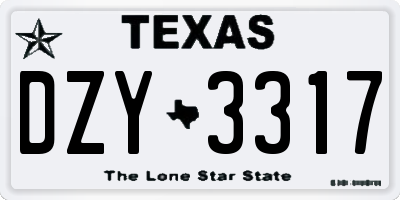 TX license plate DZY3317