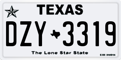 TX license plate DZY3319