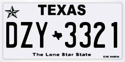TX license plate DZY3321