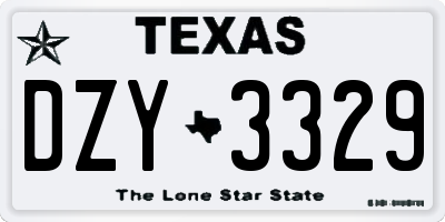 TX license plate DZY3329