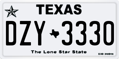 TX license plate DZY3330