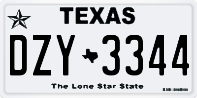 TX license plate DZY3344