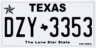 TX license plate DZY3353