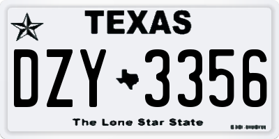TX license plate DZY3356