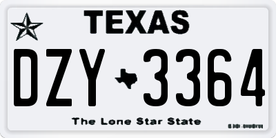 TX license plate DZY3364