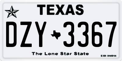 TX license plate DZY3367
