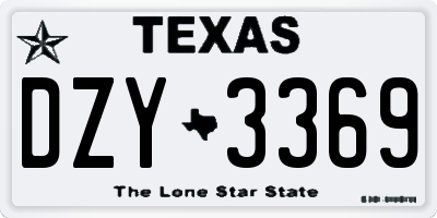TX license plate DZY3369