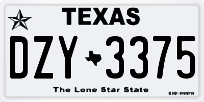TX license plate DZY3375