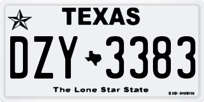 TX license plate DZY3383
