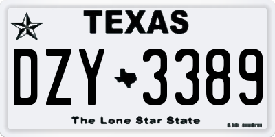 TX license plate DZY3389