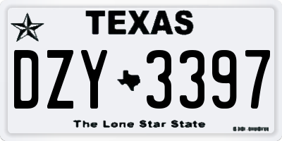 TX license plate DZY3397