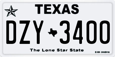 TX license plate DZY3400