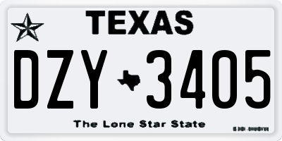 TX license plate DZY3405