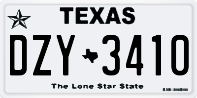 TX license plate DZY3410