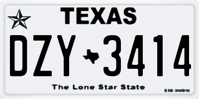 TX license plate DZY3414